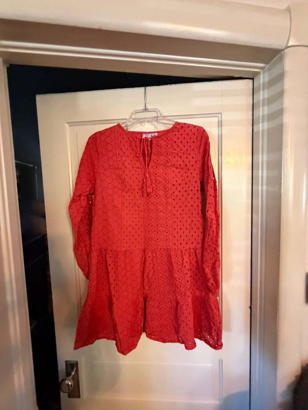 Goa Beachwear by Japna Eyelet Dress Size M Red Cotton